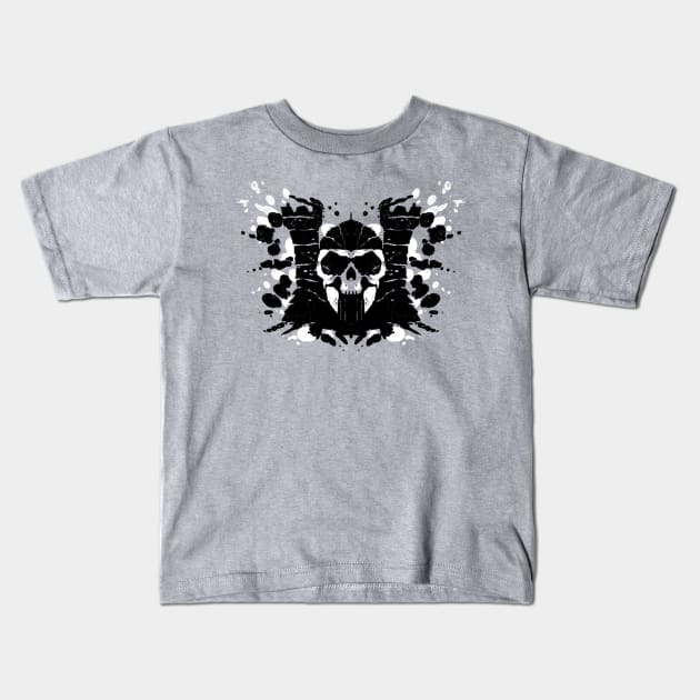 Cool Rorschach Artistic 80's Cartoon Skull Castle Kids T-Shirt by BoggsNicolas